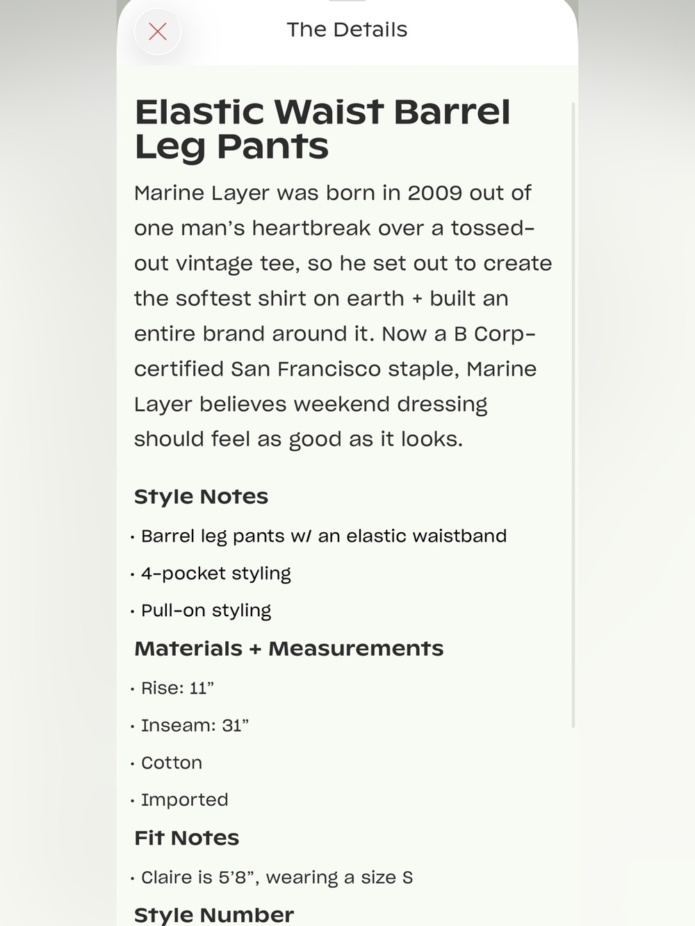 Marine Layer green barrel pants MD - Picture 4 of 9
